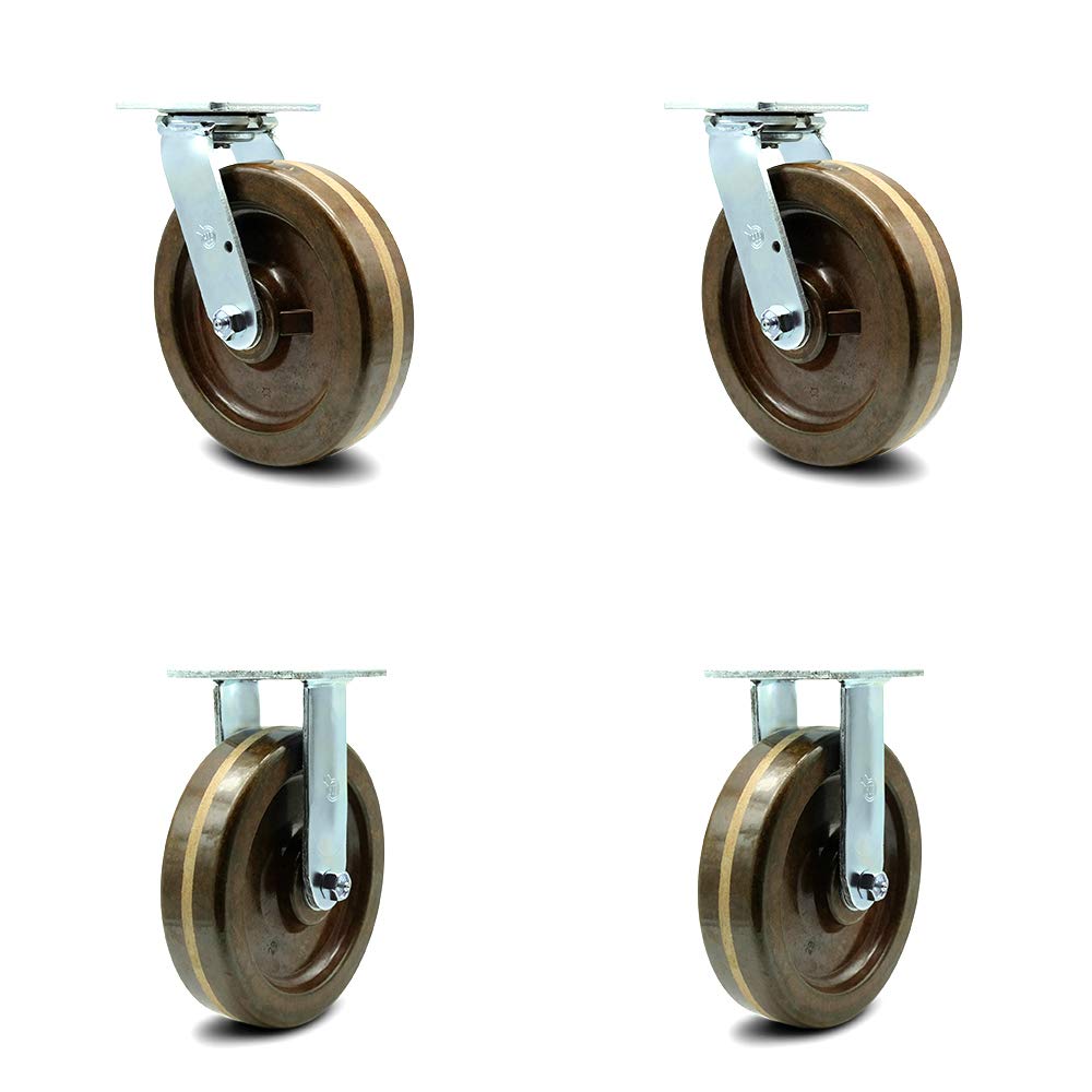 5" x 2" Brown Wheel Swivel Top Plate Caster, Pack of 2 G44983