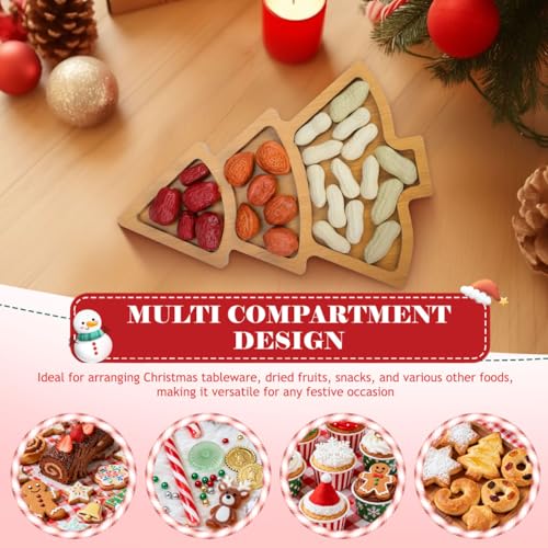 2Pcs Christmas Tree Shaped Wooden Serving Platters K534242