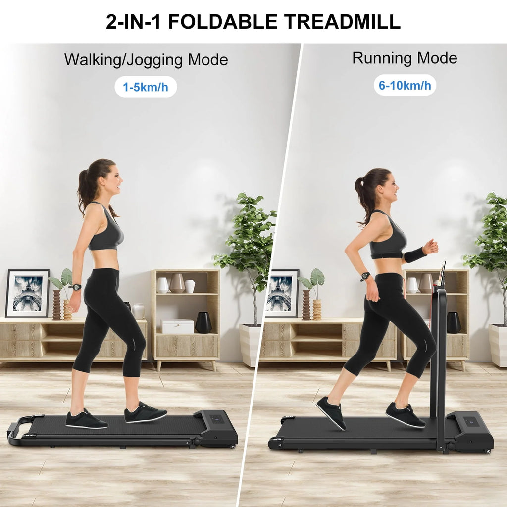 2 in 1 Folding Treadmill 265 lbs Gray T902