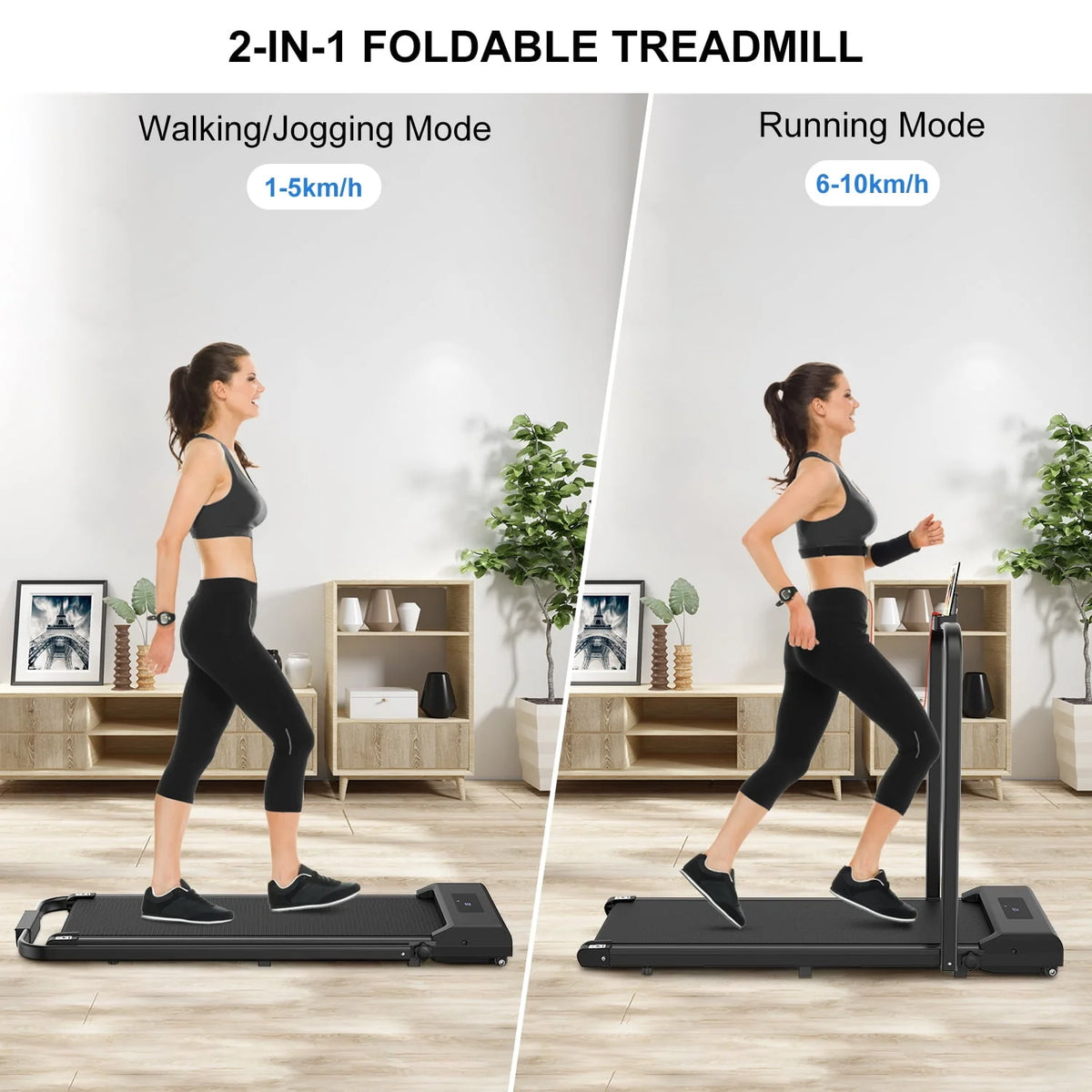 2 in 1 Folding Treadmill 265 lbs Gray T902