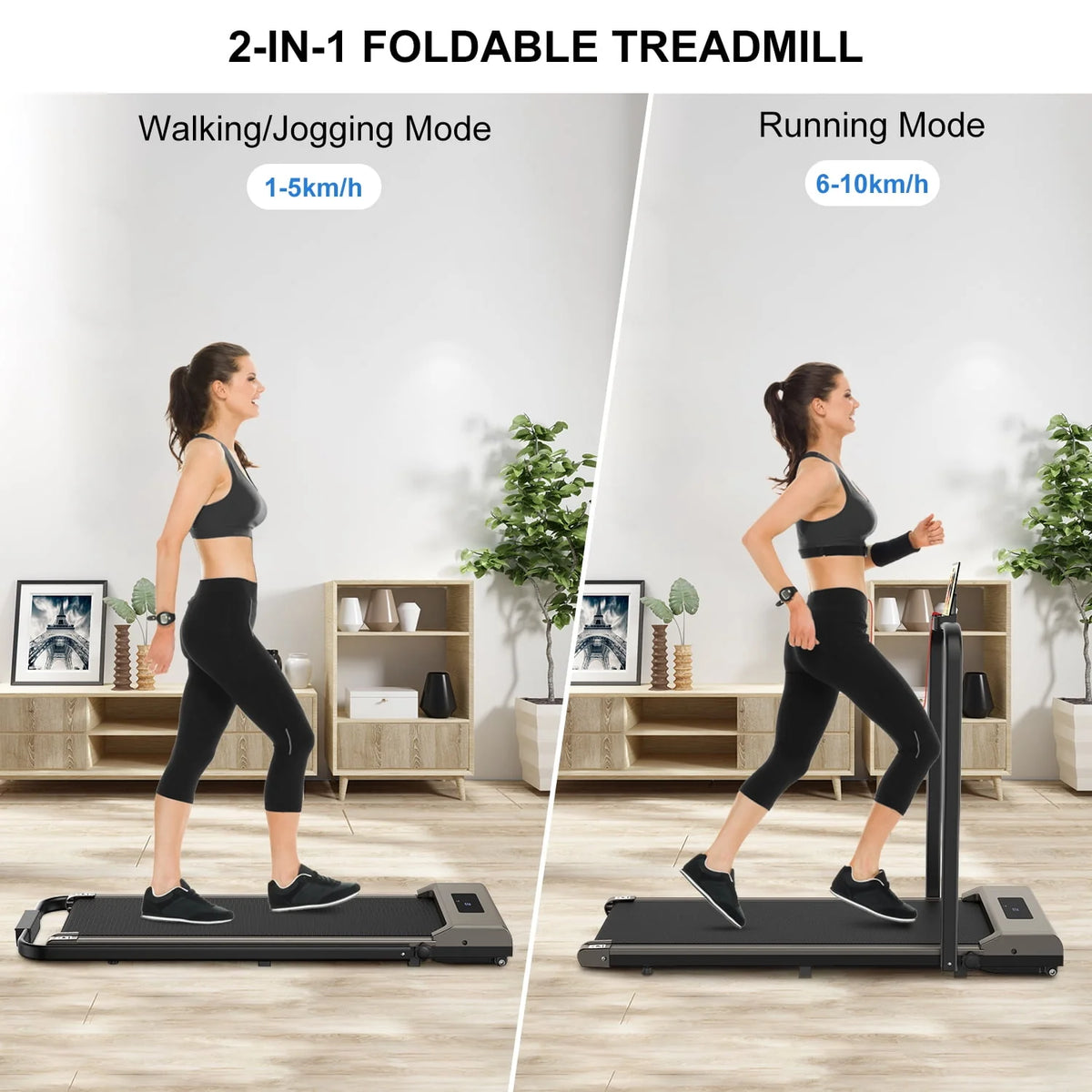 2 in 1 Folding Treadmill 265 lbs Gray T902
