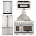 48 inch Natural Gas Range, Wall Range Hood, Refrigerator, Dishwasher, and Microwave Oven W90386