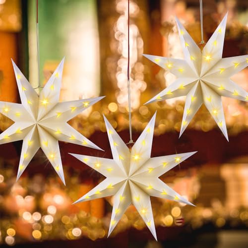 10 Set 8-Pointed 12 Inch Paper Star Lanterns with 10 LED Light P943