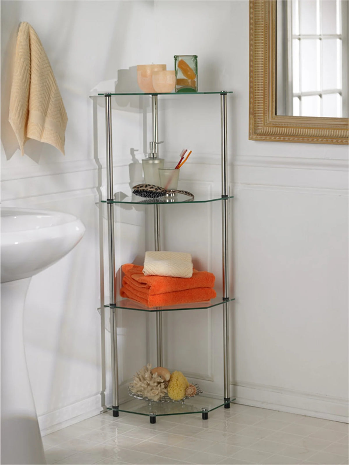 Glass 4 Tier Corner Shelf N825812