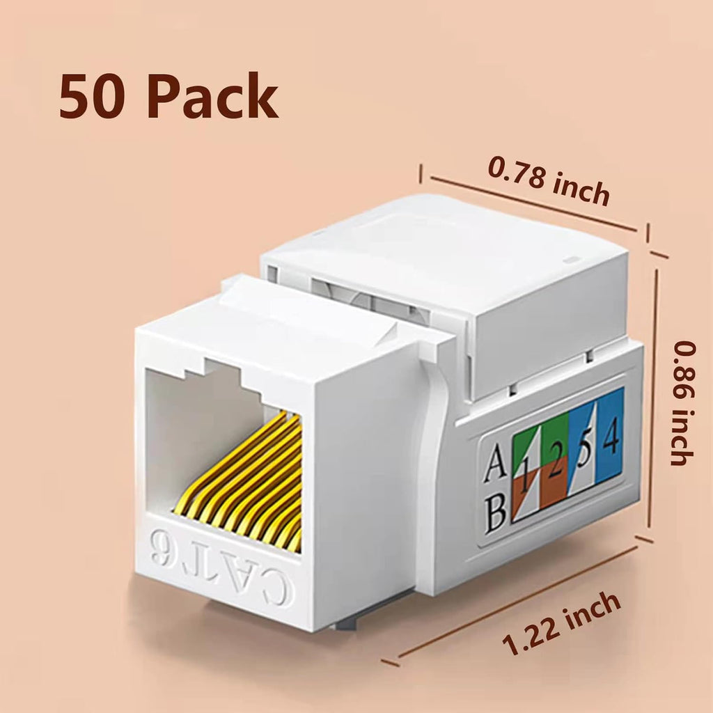Cat6 RJ45 Keystone Jack Punch Down Connector White Ethernet Module Coupler D34282