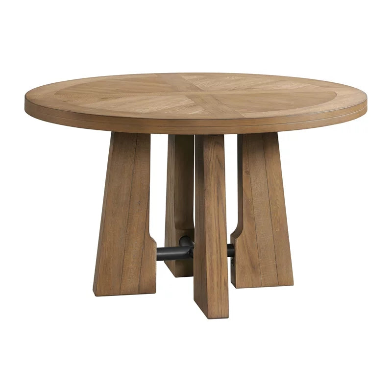Round Wood Table in Weathered Oak Finish V611493