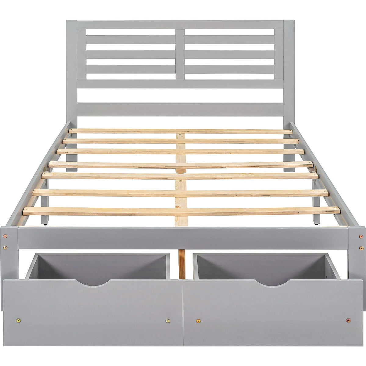 Full Size Platform Bed with Drawers Gray O1125