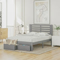 Full Size Platform Bed with Drawers Gray O1125