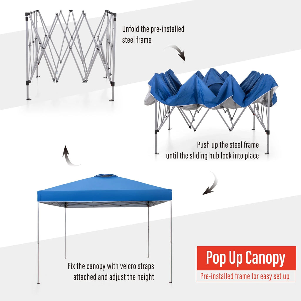 10' x 10' Blue Pop Up Canopy Tent with Wheeled Bag E95050