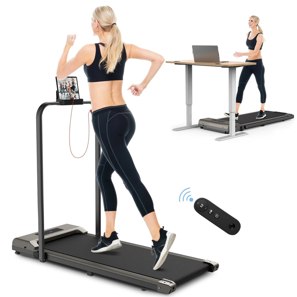 2 in 1 Folding Treadmill 265 lbs Gray T902