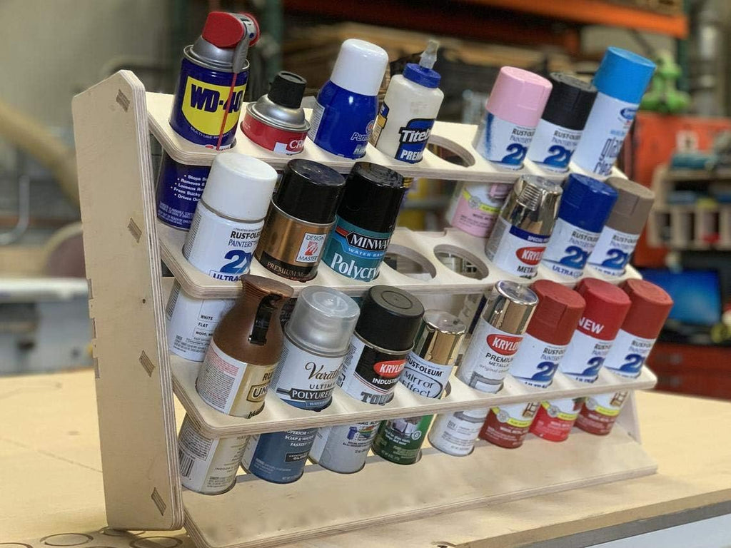 24-Slot Plywood Spray Can Lube Holder Storage Rack B598035