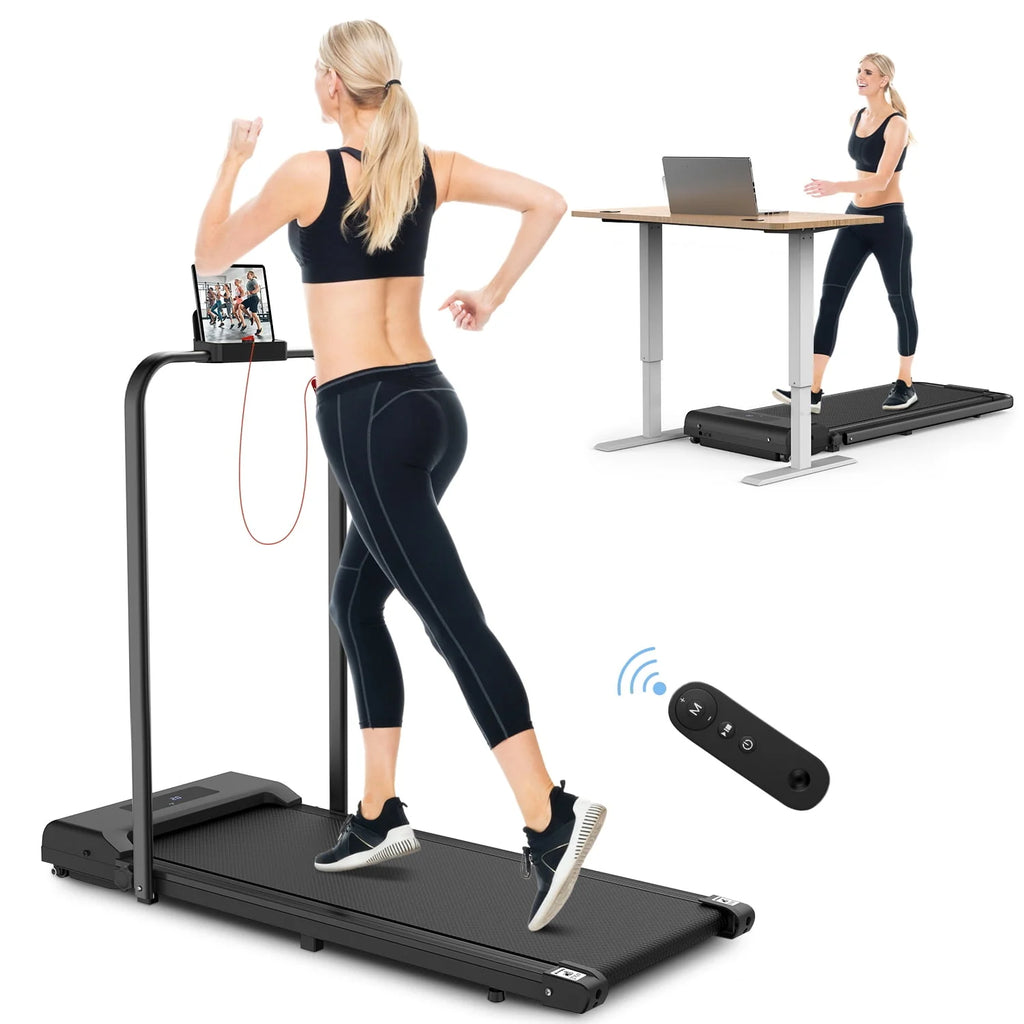2 in 1 Folding Treadmill 265 lbs Gray T902
