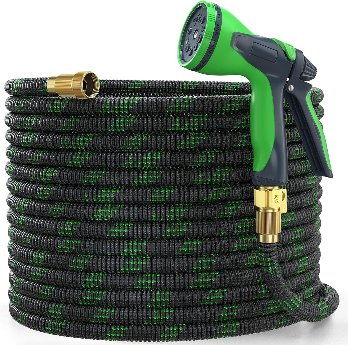 100ft Expandable Garden Hose with 10 Function Nozzle and Solid Brass Fittings S599789
