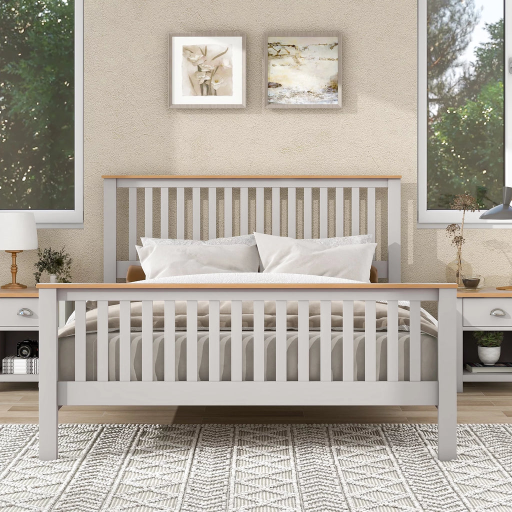 Queen Platform Bed with Oak Top R598