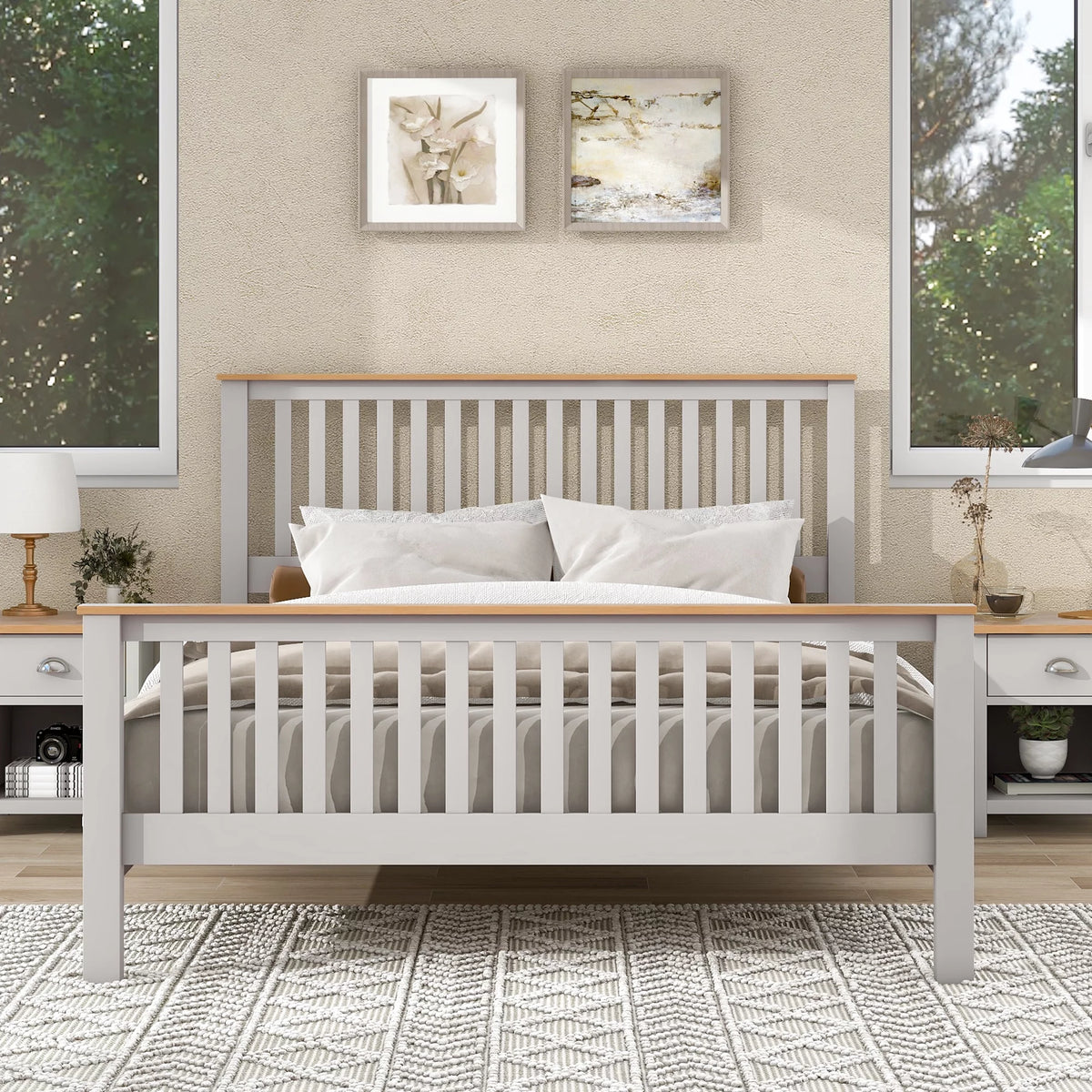 Queen Platform Bed with Oak Top R598