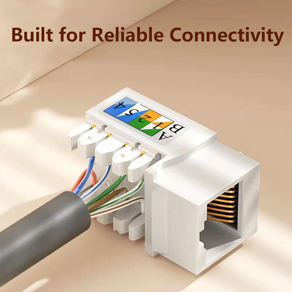 Cat6 RJ45 Keystone Jack Punch Down Connector White Ethernet Module Coupler D34282