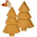 2Pcs Christmas Tree Shaped Wooden Serving Platters K534242