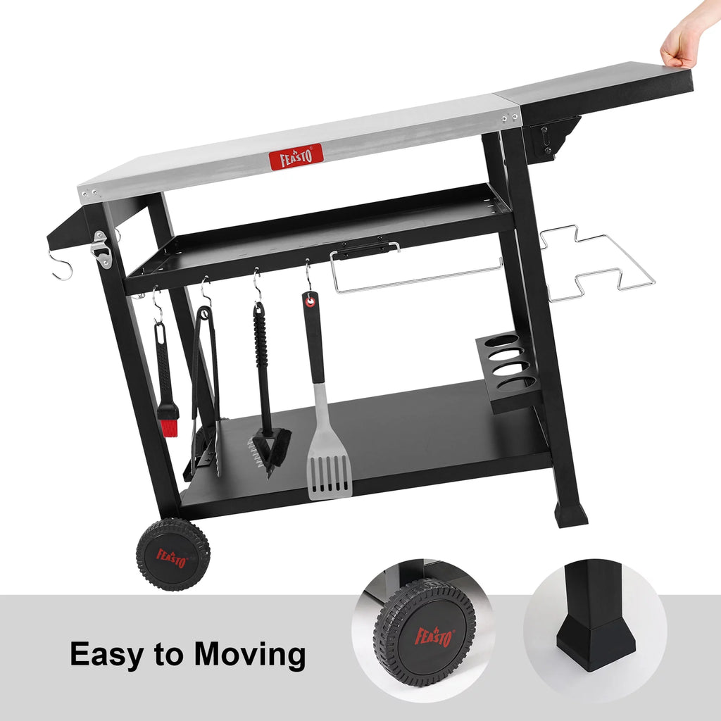 Stainless Steel 3-Shelf Movable Food Prep Cart Table D971