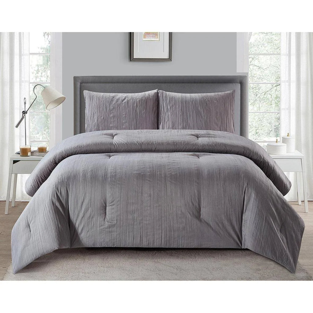 Dark Grey Crinkle 3PC Full/Queen A167