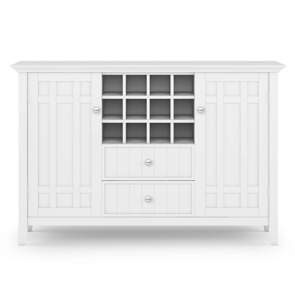 White Solid Wood Sideboard Buffet and Wine Rack F77106