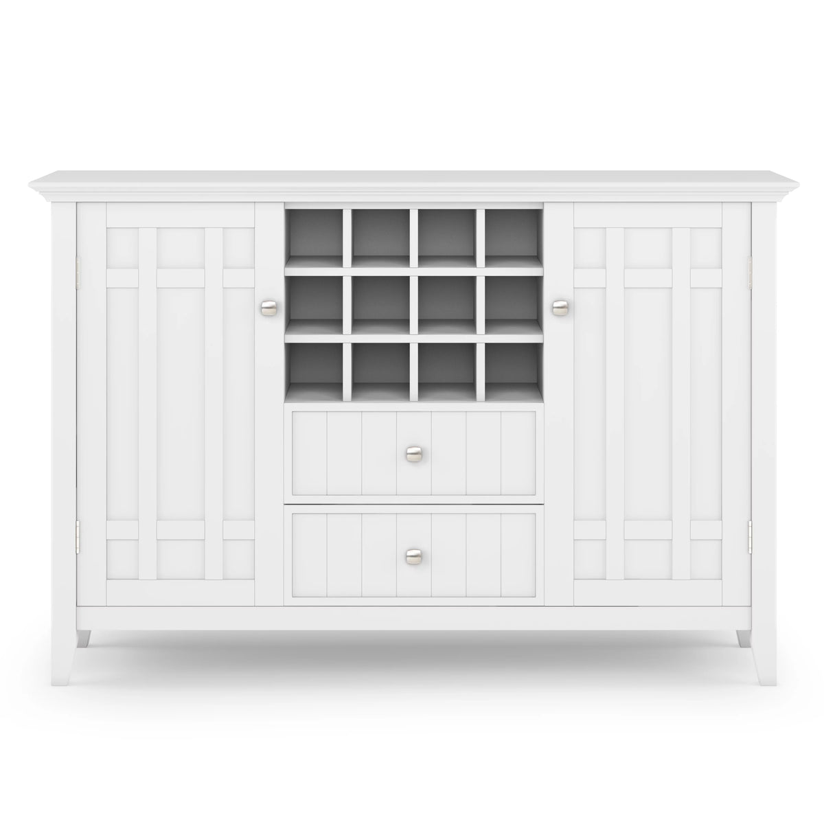 White Solid Wood Sideboard Buffet and Wine Rack F77106