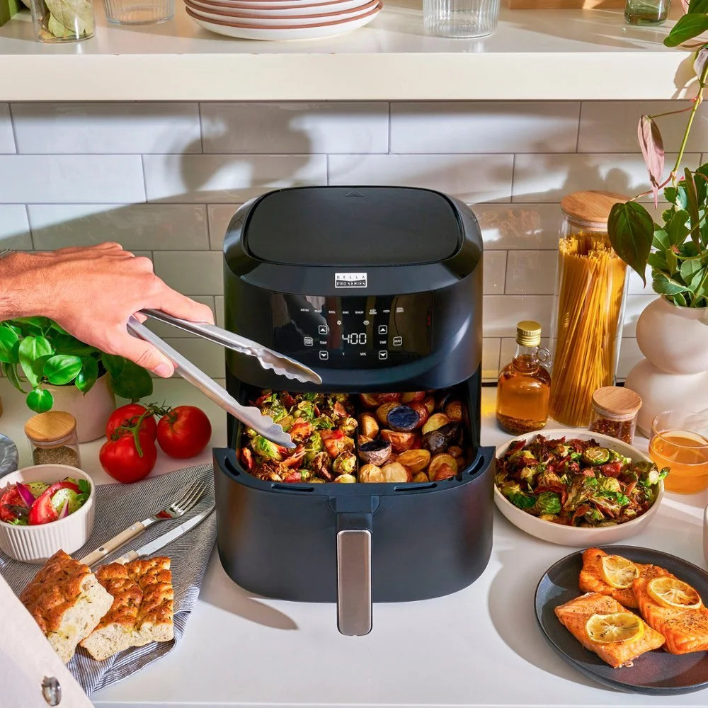 8-qt. Digital Air Fryer with Divided Basket Black E677