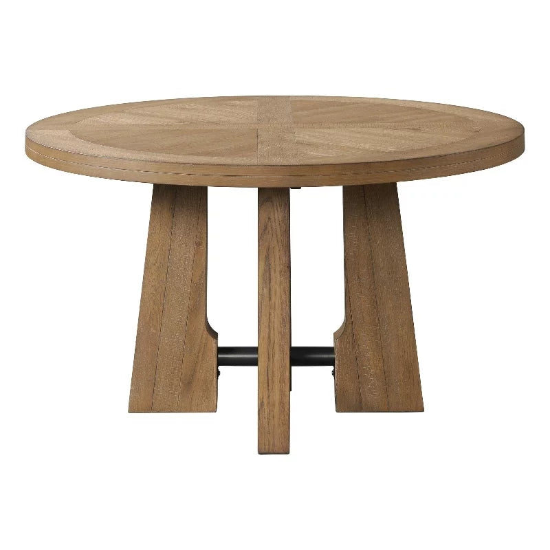 Round Wood Table in Weathered Oak Finish V611493