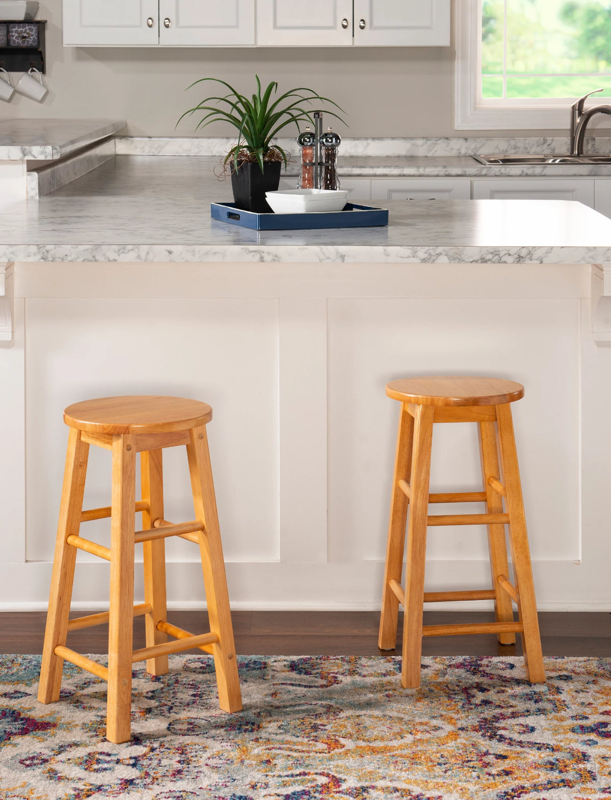 24" Round Solid Wood Counter Stool L413