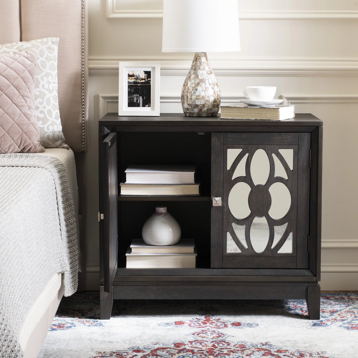 Dark Espresso Chest with 2 Mirror Door X281691