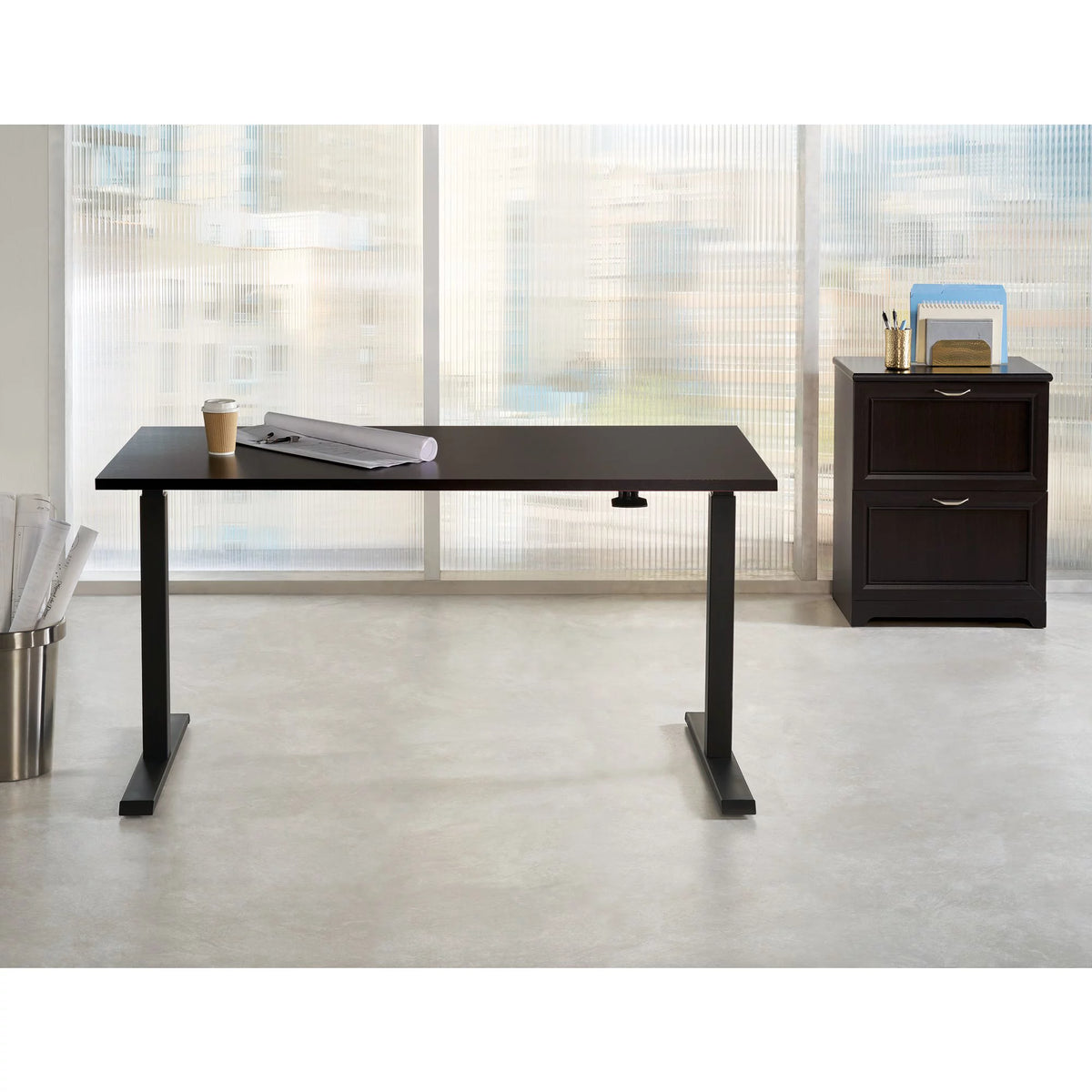 60"W Pneumatic Height-Adjustable Standing Desk P2942