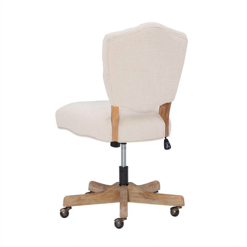 Beige Wood Upholstered Swivel Office Chair B756