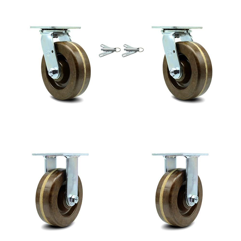 5" x 2" Brown Wheel Swivel Top Plate Caster, Pack of 2 G44983