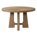Round Wood Table in Weathered Oak Finish V611493